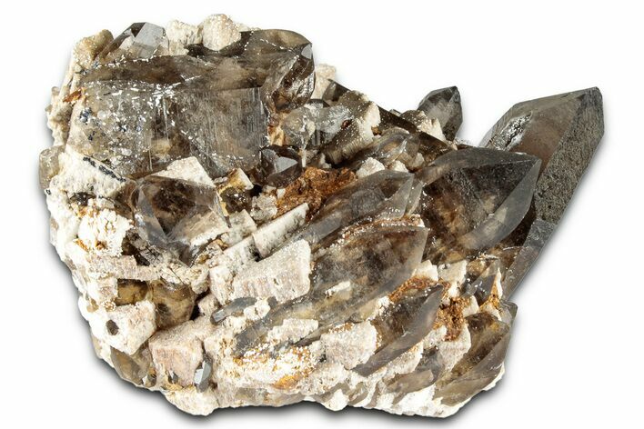 Lustrous Smoky Quartz Crystal Cluster on Feldspar - Malawi #348777